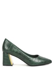 Emersyn Croc Block Heel Pump Shoes - Green