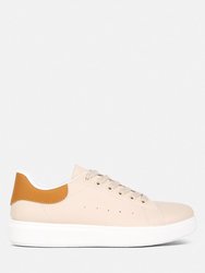 Enora Comfortable Lace up Sneakers - Beige