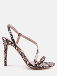 Epoque Heeled Strappy Slingback Sandals - Beige