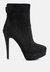 Espiree Microfiber High Heeled Ankle Boots - Black