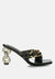 Evelane Metallic Chain Rhinestone Sandals - Black