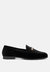 Evelio Horsebit Embellsihed Velvet Loafers - Black