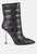 Extravagance Mirror Embellished Stiletto Boots - Black