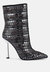 Extravagance Mirror Embellished Stiletto Boots - Black