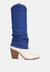 Fab Cowboy Boots With Denim Sleeve Detail - White