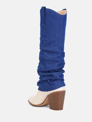 Fab Cowboy Boots With Denim Sleeve Detail