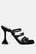 Face Me Studded Spool Heel Multi Strap Sandals - Black
