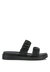 Faux Leather Ruched Strap Platform Sandals - Black