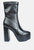 Feral High Heeled Croc Pattern Ankle Boot - Black