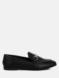 Finola Horsebit Embellished Loafers - Black