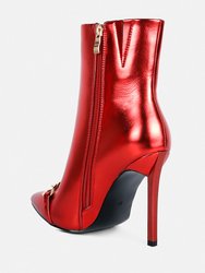 Firefly Metallic Chain Embellished Stiletto Ankle Boots
