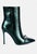 Firefly Metallic Chain Embellished Stiletto Ankle Boots - Green