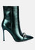 Firefly Metallic Chain Embellished Stiletto Ankle Boots - Green