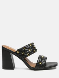 Fischer Stud Embellished Block Heel Sandals - Black
