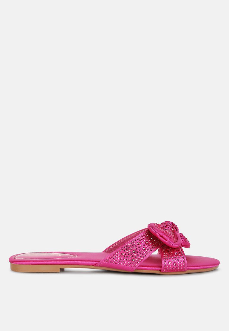 Fleurette Bow Flat Sandals - Fuchsia