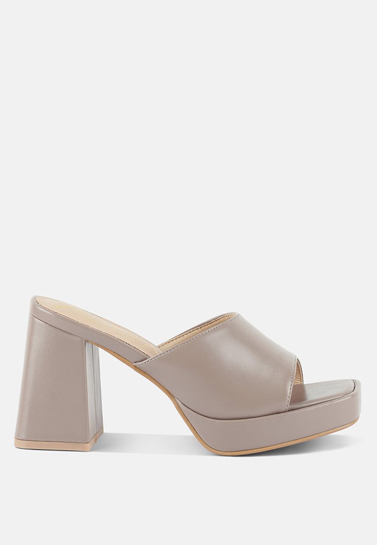 Flexes Flared Block Heel Sandals - Beige