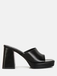 Flexes Flared Block Heel Sandals - Black