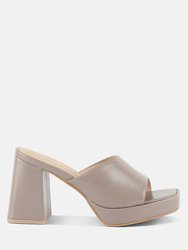 Flexes Flared Block Heel Sandals - Beige