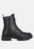 Forter Faux Leather Lace up Boots - Black