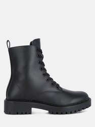 Forter Faux Leather Lace up Boots - Black