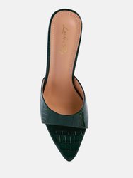 French Cut Croc Texture Patent Faux Leather Sandals