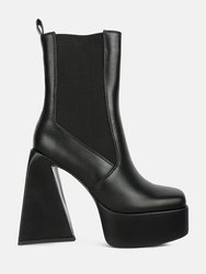 Frosty High Platform Block Heel Chelsea Boot - Black