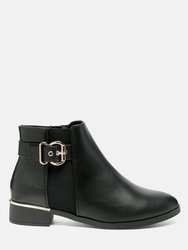 Frothy Buckled Ankle Boots With Croc Detail - Black
