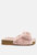 Fuzz Bow Fur Flats - Pink