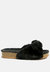 Fuzz Bow Fur Flats - Black