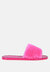 Geese Faux Fur Diamante Detail Jelly Flats - Pink