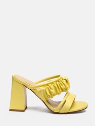 Genesis Ruched Strap Block Sandals - Yellow