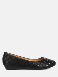 Gia Rhinestone Embellished Women's Ballerinas - Black