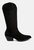 Ginni Embroidered Calf Boots - Black