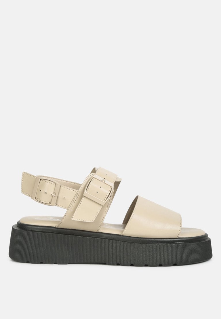 Gladen Pin Buckle Platform Sandals - Beige