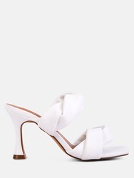 Glam Girl Twisted Strap Spool Heel Sandals - White