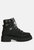Goliath Lace Up Chunky Biker Boots - Black
