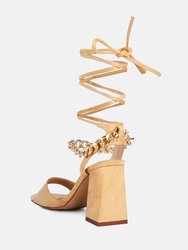 Gone Gurl Metal Chain Lace Up Sandals