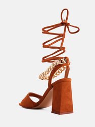 Gone Gurl Metal Chain Lace Up Sandals