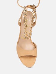 Gone Gurl Metal Chain Lace Up Sandals