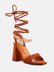 Gone Gurl Metal Chain Lace Up Sandals