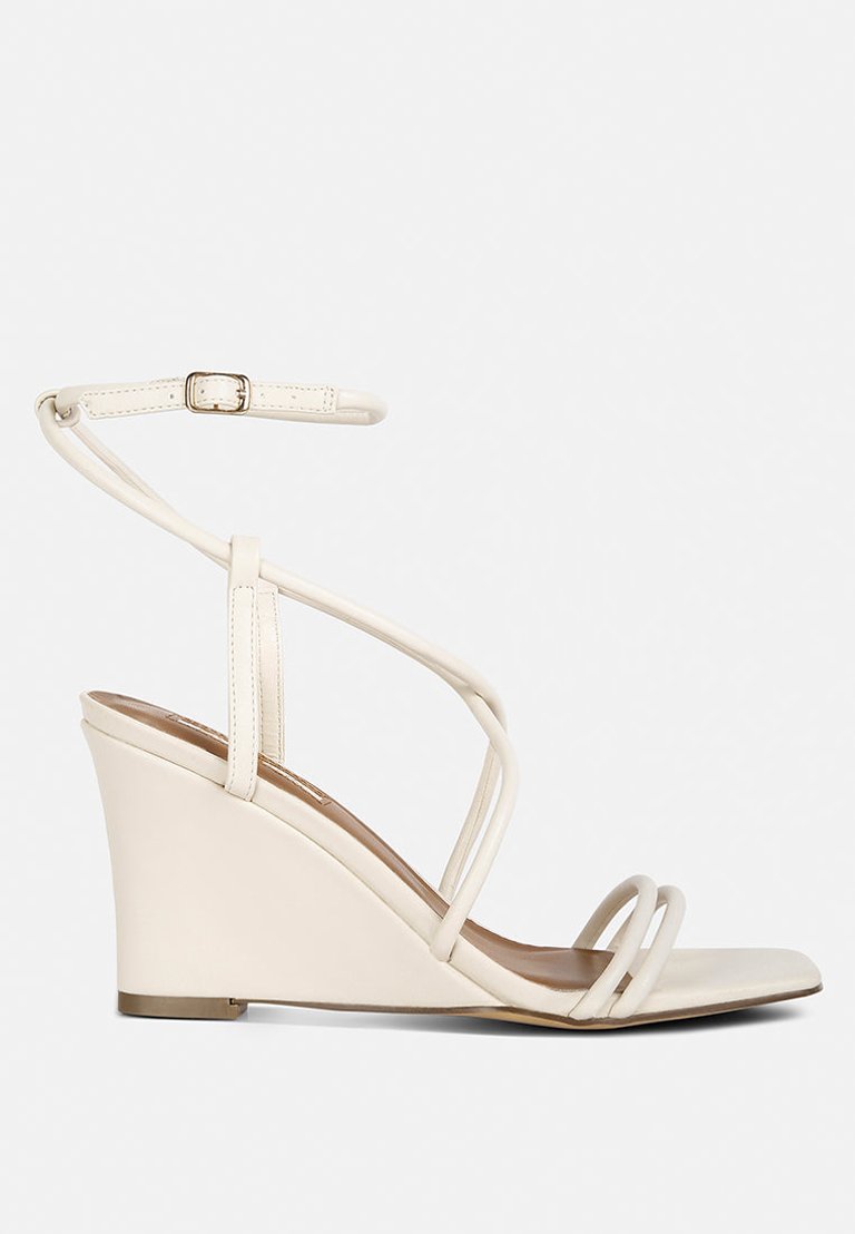 Gram Hunt Ankle Strap Wedge Sandals - Ecru