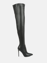 Gush Over Knee Heeled Boots - Black