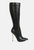 Hale Faux Leather Pointed Heel Calf Boots - Black