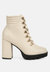 Hamiltons Lace up Block Heel Boots - Beige