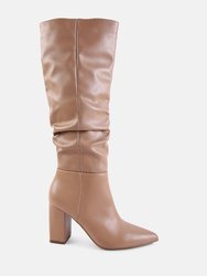 Hanoi Knee High Slouch Boots - Taupe