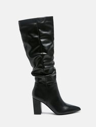 Hanoi Knee High Slouch Boots - Black