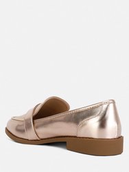 Haruka Metallic Faux Leather Loafers