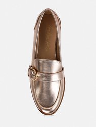 Haruka Metallic Faux Leather Loafers