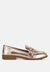 Haruka Metallic Faux Leather Loafers - Rose Gold