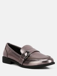 Haruka Metallic Faux Leather Loafers